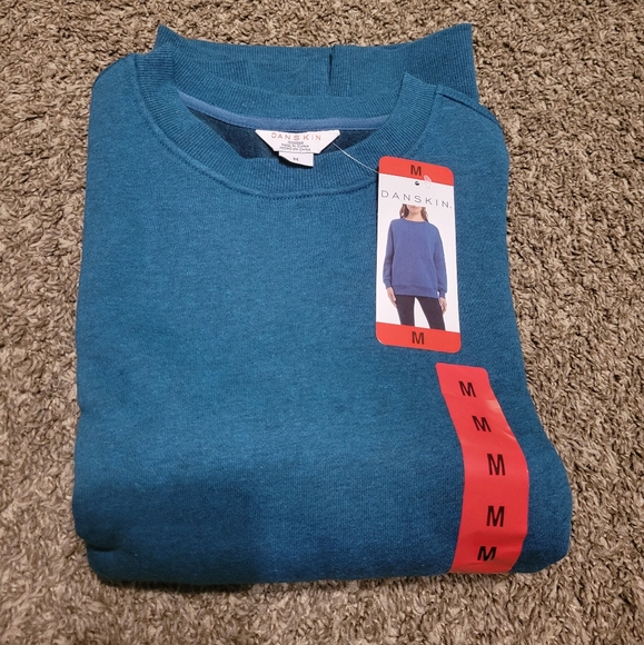 Danskin Crewneck Sweatshirt in Teak Teal Heather - Picture 2 of 11